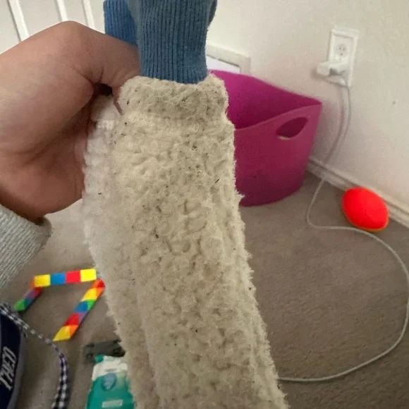 Cat & Jack hoodie Sherpa sz 6-7 blue monster full zip up sweatshirt fall winter - Picture 11 of 14